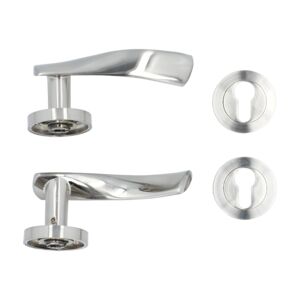 Honeybee 4-Piece Durable and Elegant Zinc Alloy Door Handle Lever with Cylinder Hole Silver